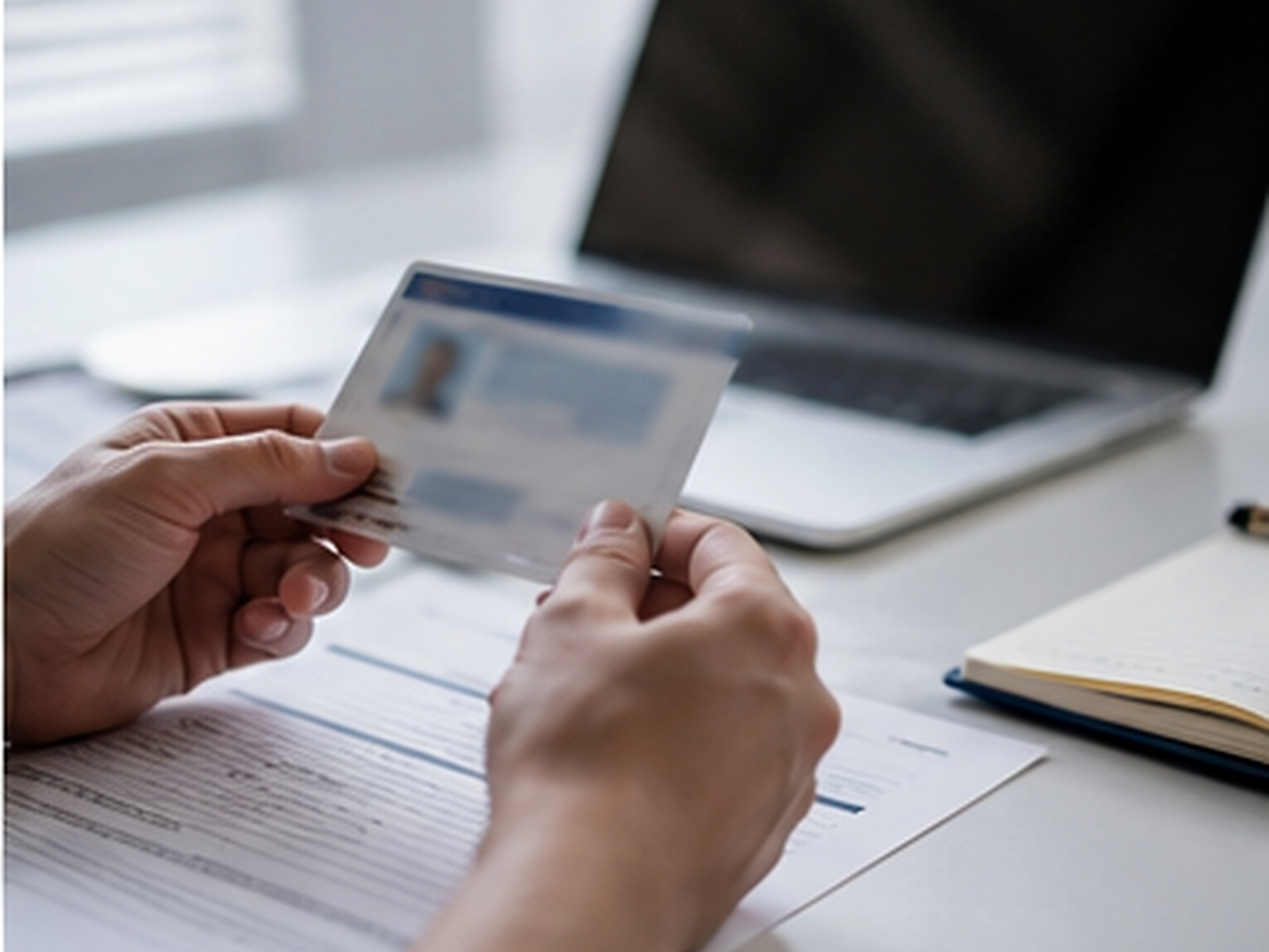 Identity and SSN trace verification materials on a clean desk